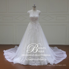 Estilo feito sob encomenda / Tamanho / Cor 2017 Imagem real A Line Flowers Squins Vestidos de casamento nupcial de renda